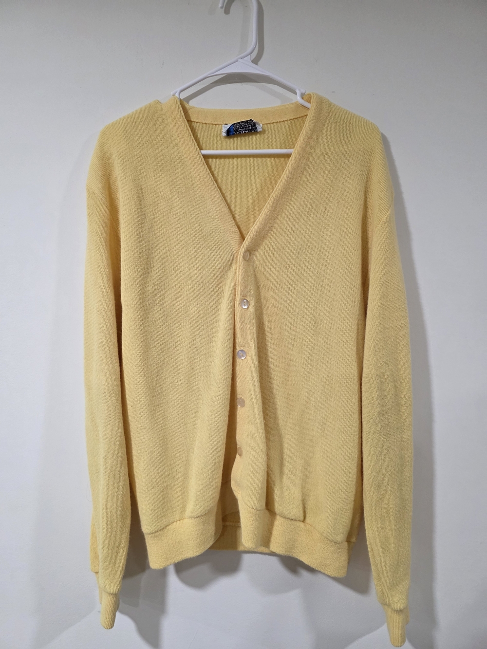 Vintage Ferrante California 100% Orlon Acrylic Cardigan Sweater Yellow Size L
